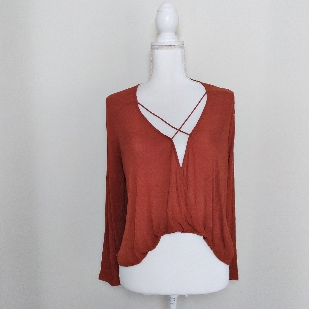 Urban Outfitters Silence + Noise Criss Cross Lowcut Strappy Orange Top